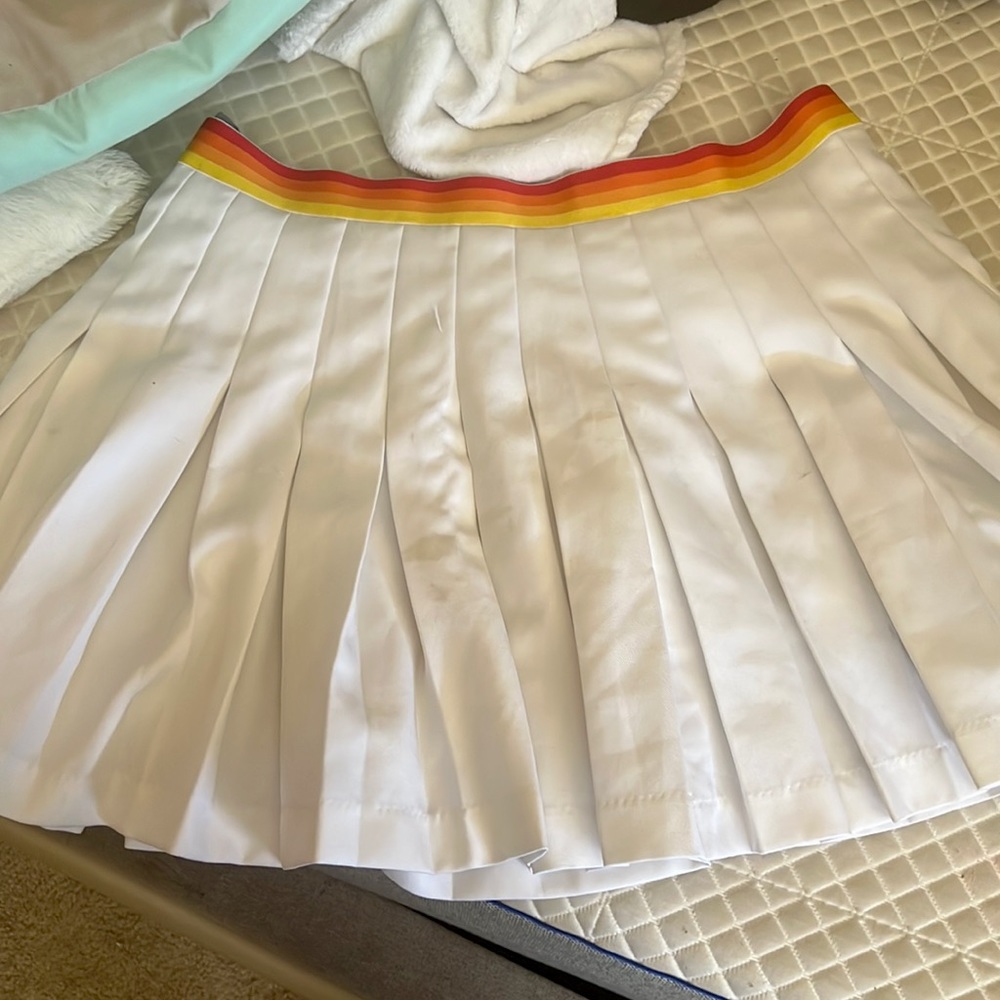 A nice skirt with a rainbow patern around the top